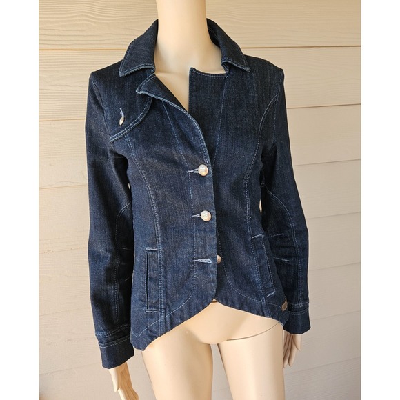 Blue Sista DiDi Jackets & Blazers - Blue Sista by DiDi Dark Blue Denim Jacket Blazer w/Side Pockets Sz M Slim Fit